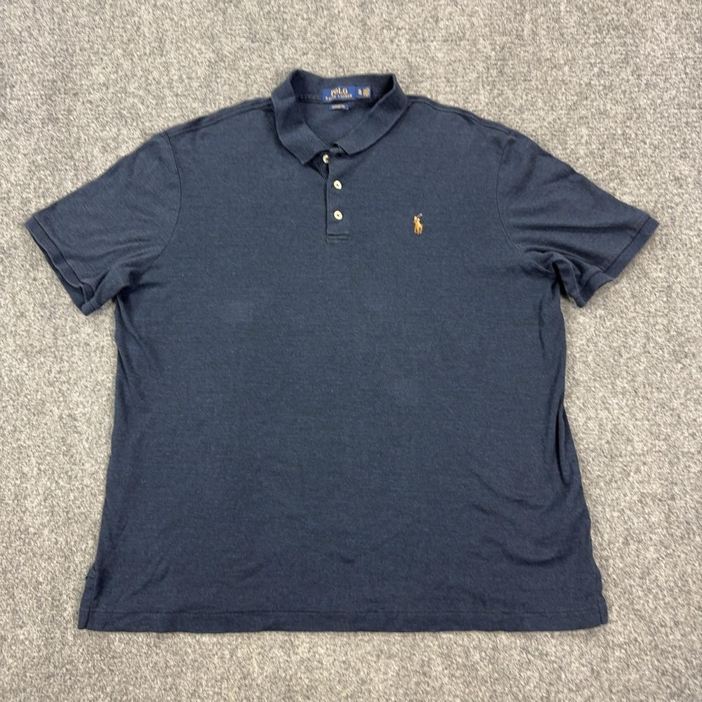 Polo Ralph Lauren Polo Shirt Mens XL Blue 100% Cotton Classic Fit Knit Logo‎